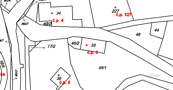 Horní Poustevna 3, Dolní Poustevna na parcele st. 33 v KÚ Horní Poustevna, Katastrální mapa