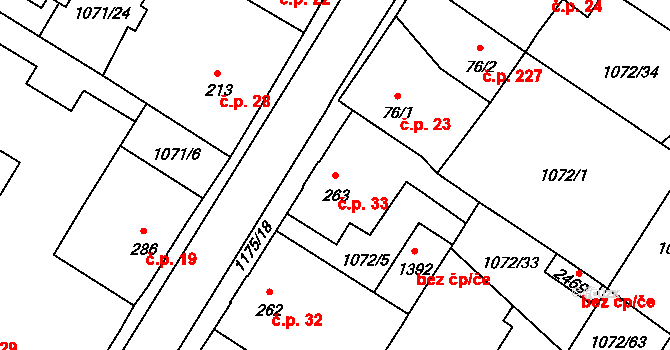 Hamrníky 33, Mariánské Lázně na parcele st. 263 v KÚ Úšovice, Katastrální mapa