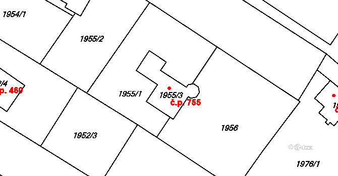 Rumburk 1 755, Rumburk na parcele st. 1955/3 v KÚ Rumburk, Katastrální mapa