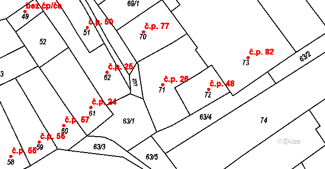 Vítovice 26, Rousínov na parcele st. 71 v KÚ Vítovice, Katastrální mapa