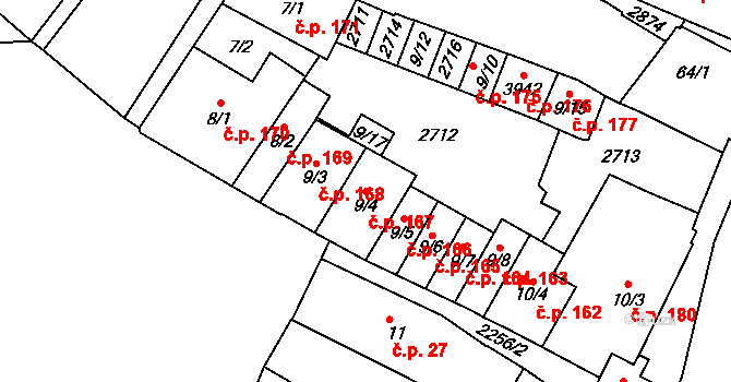 Sušice I 167, Sušice na parcele st. 9/4 v KÚ Sušice nad Otavou, Katastrální mapa