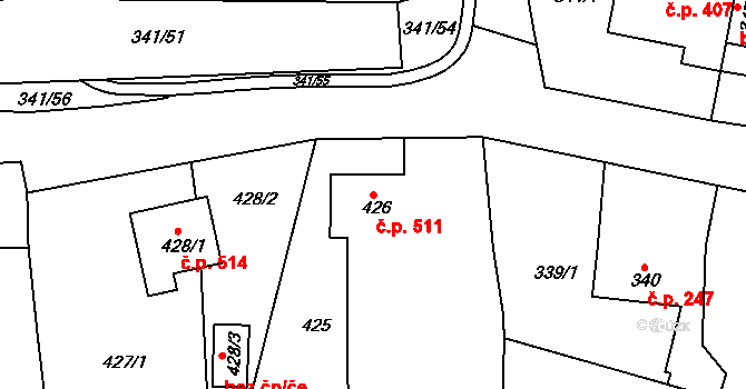 Habartov 511 na parcele st. 426 v KÚ Habartov, Katastrální mapa