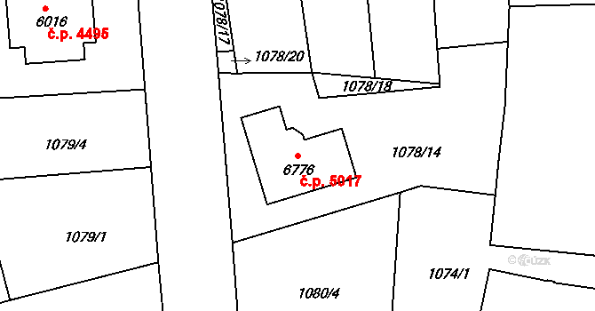 Jablonec nad Nisou 5017 na parcele st. 6776 v KÚ Jablonec nad Nisou, Katastrální mapa