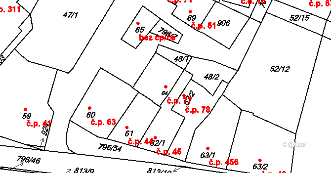 Sady 77, Uherské Hradiště na parcele st. 64 v KÚ Sady, Katastrální mapa