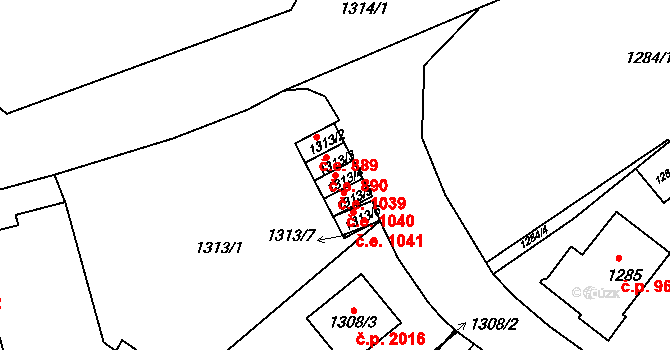 Děčín VI-Letná 1039, Děčín na parcele st. 1313/4 v KÚ Podmokly, Katastrální mapa