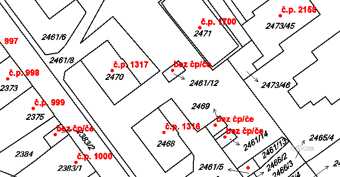 Tachov 38317524 na parcele st. 2461/12 v KÚ Tachov, Katastrální mapa