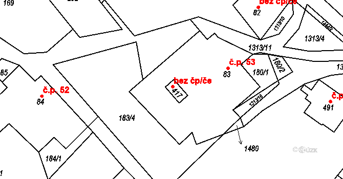 Řetová 39434524 na parcele st. 417 v KÚ Řetová, Katastrální mapa