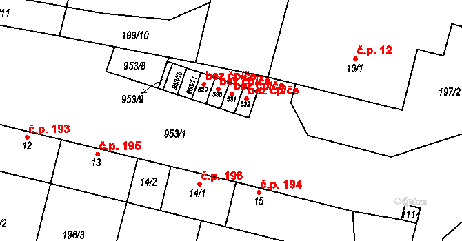 Rožďalovice 40046524 na parcele st. 531 v KÚ Rožďalovice, Katastrální mapa