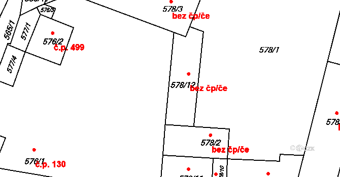 Podolí 41331524 na parcele st. 578/12 v KÚ Podolí u Brna, Katastrální mapa