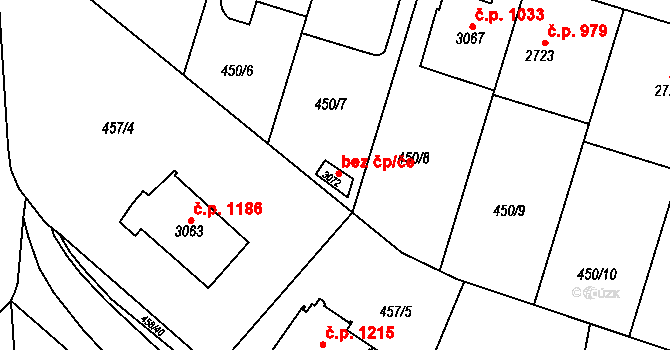 Třebíč 41632524 na parcele st. 3072 v KÚ Třebíč, Katastrální mapa