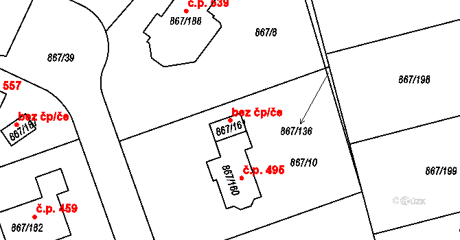 Hřebeč 41736524 na parcele st. 867/161 v KÚ Hřebeč, Katastrální mapa