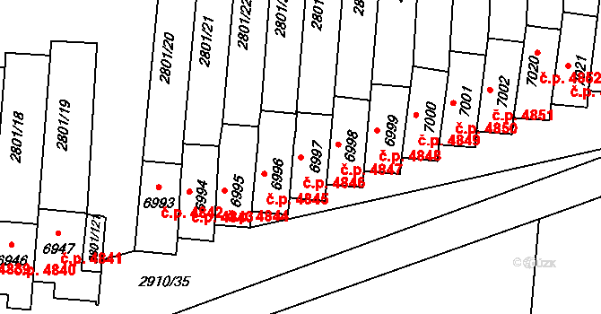 Zlín 4846 na parcele st. 6997 v KÚ Zlín, Katastrální mapa