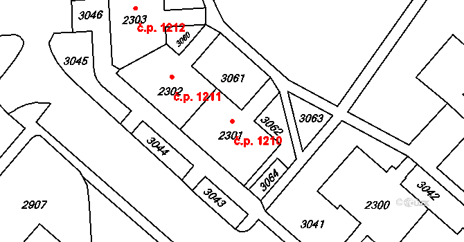 Kateřinky 1210, Opava na parcele st. 2301 v KÚ Kateřinky u Opavy, Katastrální mapa