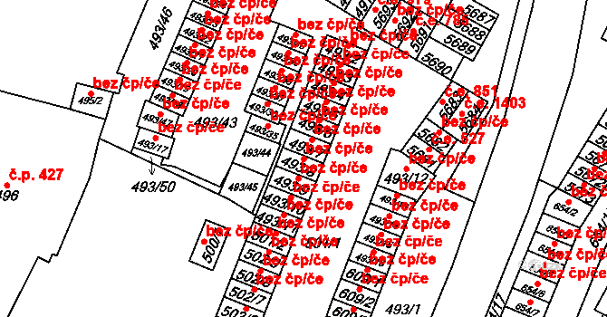 Chomutov 45040524 na parcele st. 493/8 v KÚ Chomutov I, Katastrální mapa