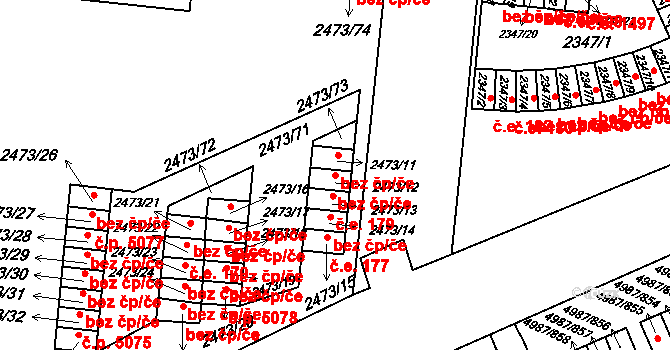 Louny 46255524 na parcele st. 2473/12 v KÚ Louny, Katastrální mapa