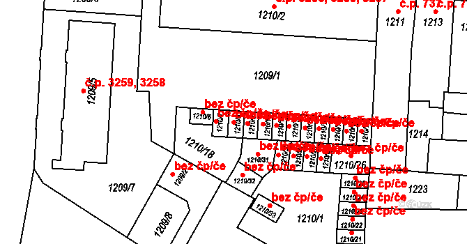 Prostějov 47673524 na parcele st. 1210/8 v KÚ Prostějov, Katastrální mapa