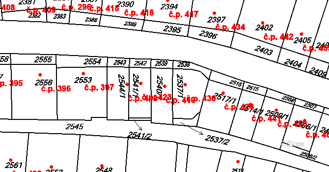 Nivnice 419 na parcele st. 2540/1 v KÚ Nivnice, Katastrální mapa