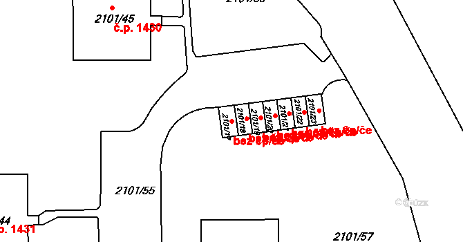 Teplice 49177524 na parcele st. 2101/17 v KÚ Teplice-Trnovany, Katastrální mapa