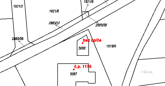 Rokycany 49212524 na parcele st. 5088 v KÚ Rokycany, Katastrální mapa