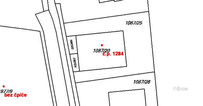Třeboň II 1284, Třeboň na parcele st. 1087/20 v KÚ Třeboň, Katastrální mapa