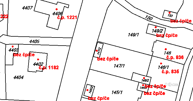 Jirkov 54060524 na parcele st. 147/2 v KÚ Jirkov, Katastrální mapa