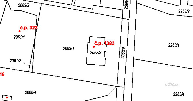 Poruba 1383, Orlová na parcele st. 2063/3 v KÚ Poruba u Orlové, Katastrální mapa