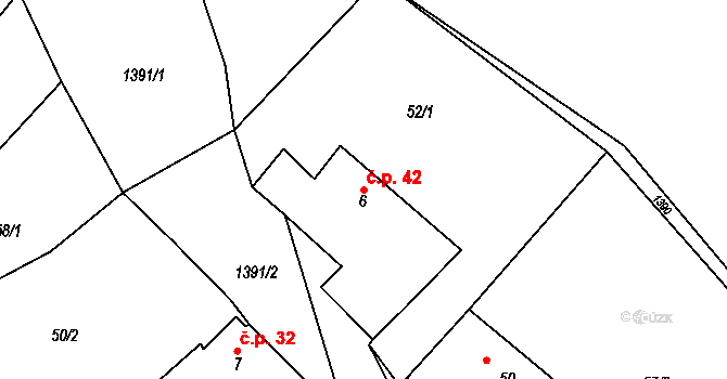 Lučkovice 42, Mirotice na parcele st. 6 v KÚ Lučkovice, Katastrální mapa