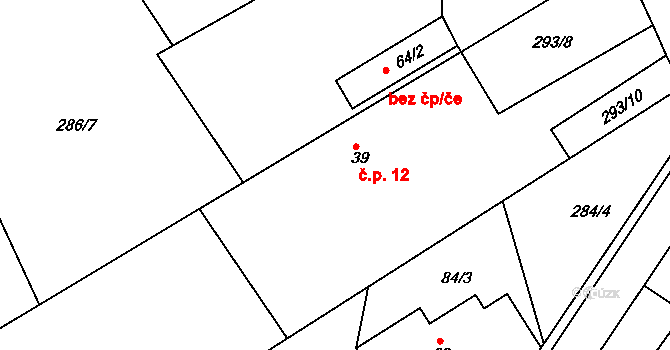 Habřinka 12, Bukovka na parcele st. 39 v KÚ Bukovka, Katastrální mapa
