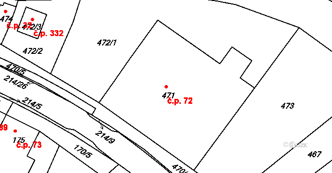 Jestřebí 72, Rájec-Jestřebí na parcele st. 471 v KÚ Jestřebí, Katastrální mapa