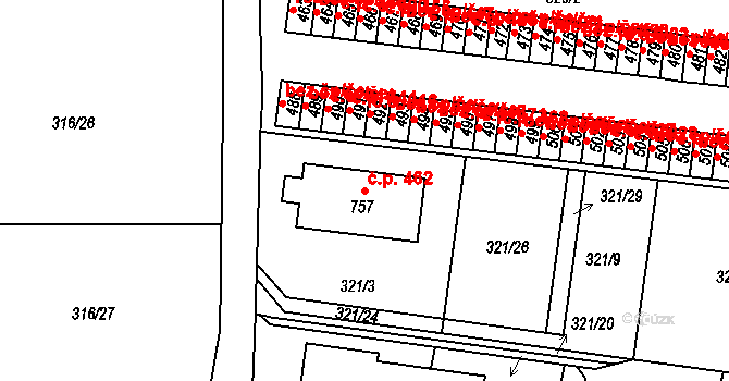 Maršov 462, Krupka na parcele st. 757 v KÚ Maršov u Krupky, Katastrální mapa