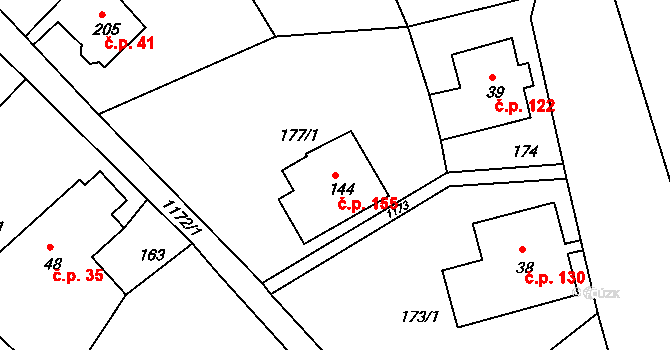 Horní Kamenice 155, Česká Kamenice na parcele st. 144 v KÚ Horní Kamenice, Katastrální mapa