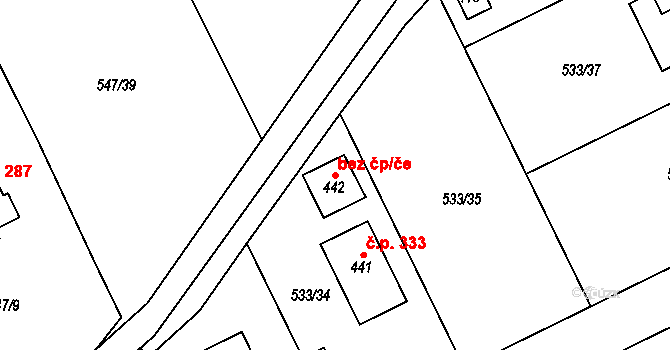 Krupka 93467524 na parcele st. 442 v KÚ Unčín u Krupky, Katastrální mapa