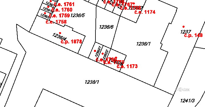 Děčín IV-Podmokly 1770, Děčín na parcele st. 1236/22 v KÚ Podmokly, Katastrální mapa