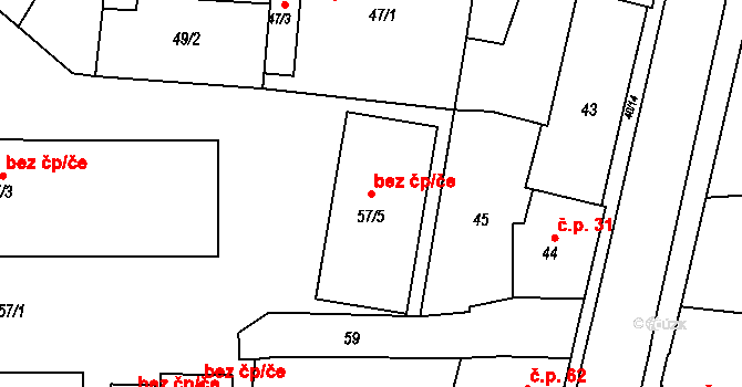 Děčín 101713525 na parcele st. 57/5 v KÚ Nebočady, Katastrální mapa