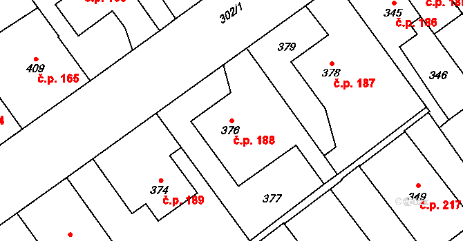 Přerov IV-Kozlovice 188, Přerov na parcele st. 376 v KÚ Kozlovice u Přerova, Katastrální mapa