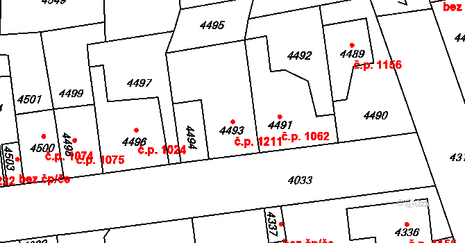 Kročehlavy 1211, Kladno na parcele st. 4493 v KÚ Kročehlavy, Katastrální mapa