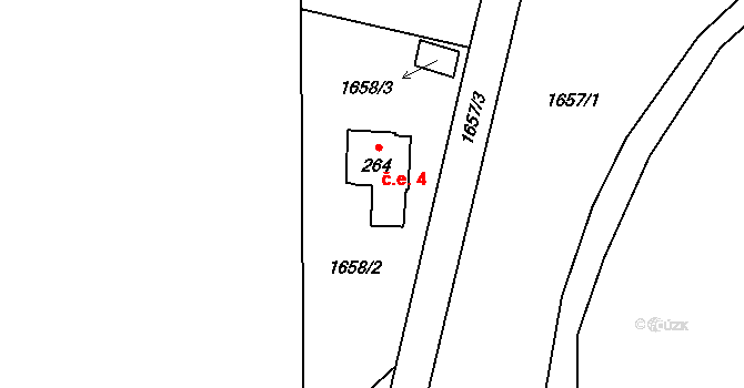 Mladovice 4, Popovice na parcele st. 264 v KÚ Popovice u Benešova, Katastrální mapa