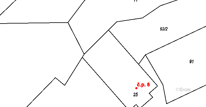 Červenice 6, Pěnčín na parcele st. 25 v KÚ Kamení, Katastrální mapa