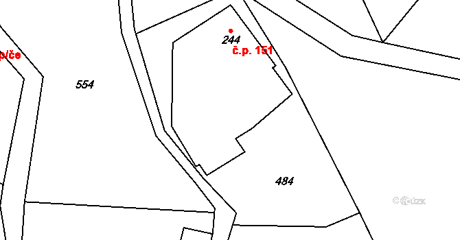 Roprachtice 151 na parcele st. 244 v KÚ Roprachtice, Katastrální mapa