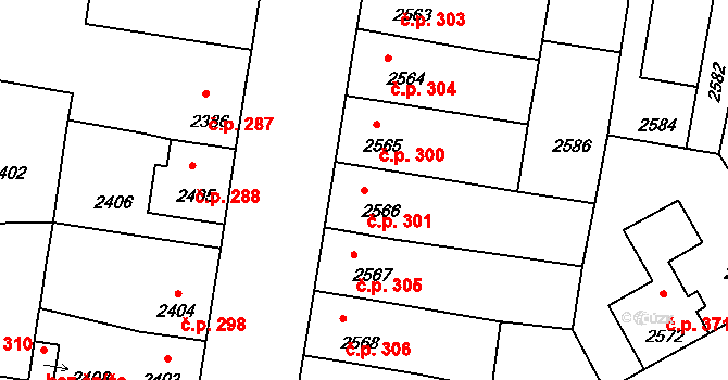 Mimoň I 301, Mimoň na parcele st. 2566 v KÚ Mimoň, Katastrální mapa