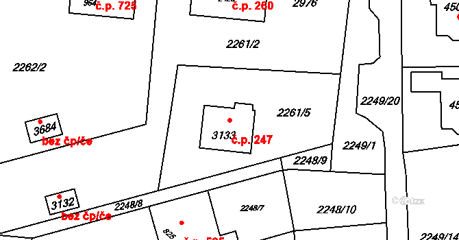 Rožnov pod Radhoštěm 247 na parcele st. 3133 v KÚ Rožnov pod Radhoštěm, Katastrální mapa