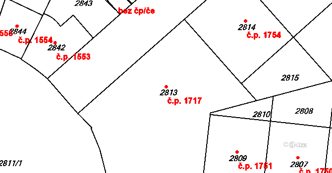 Dejvice 1717, Praha na parcele st. 2813 v KÚ Dejvice, Katastrální mapa