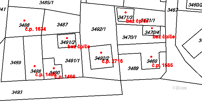 Česká Lípa 2716 na parcele st. 3492/2 v KÚ Česká Lípa, Katastrální mapa