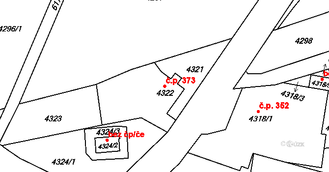 Liberec III-Jeřáb 373, Liberec na parcele st. 4322 v KÚ Liberec, Katastrální mapa