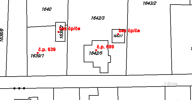 Bludovice 699, Havířov na parcele st. 1642/5 v KÚ Bludovice, Katastrální mapa