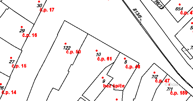 Sady 61, Uherské Hradiště na parcele st. 10 v KÚ Sady, Katastrální mapa