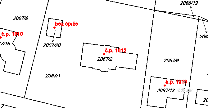 Liberec XIV-Ruprechtice 1012, Liberec na parcele st. 2067/2 v KÚ Ruprechtice, Katastrální mapa