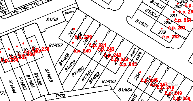 Nupaky 243 na parcele st. 251 v KÚ Nupaky, Katastrální mapa