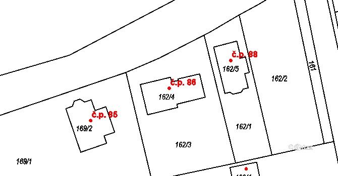 Lstiboř 86, Klučov na parcele st. 162/4 v KÚ Lstiboř, Katastrální mapa