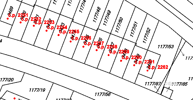 Říčany 2258 na parcele st. 3476 v KÚ Říčany u Prahy, Katastrální mapa